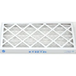 Pleated Air Filter: Wire-Backed Pleated, MERV 8, Synthetic, 35% Efficient, 12" High, 24" Wide, 2" Deep