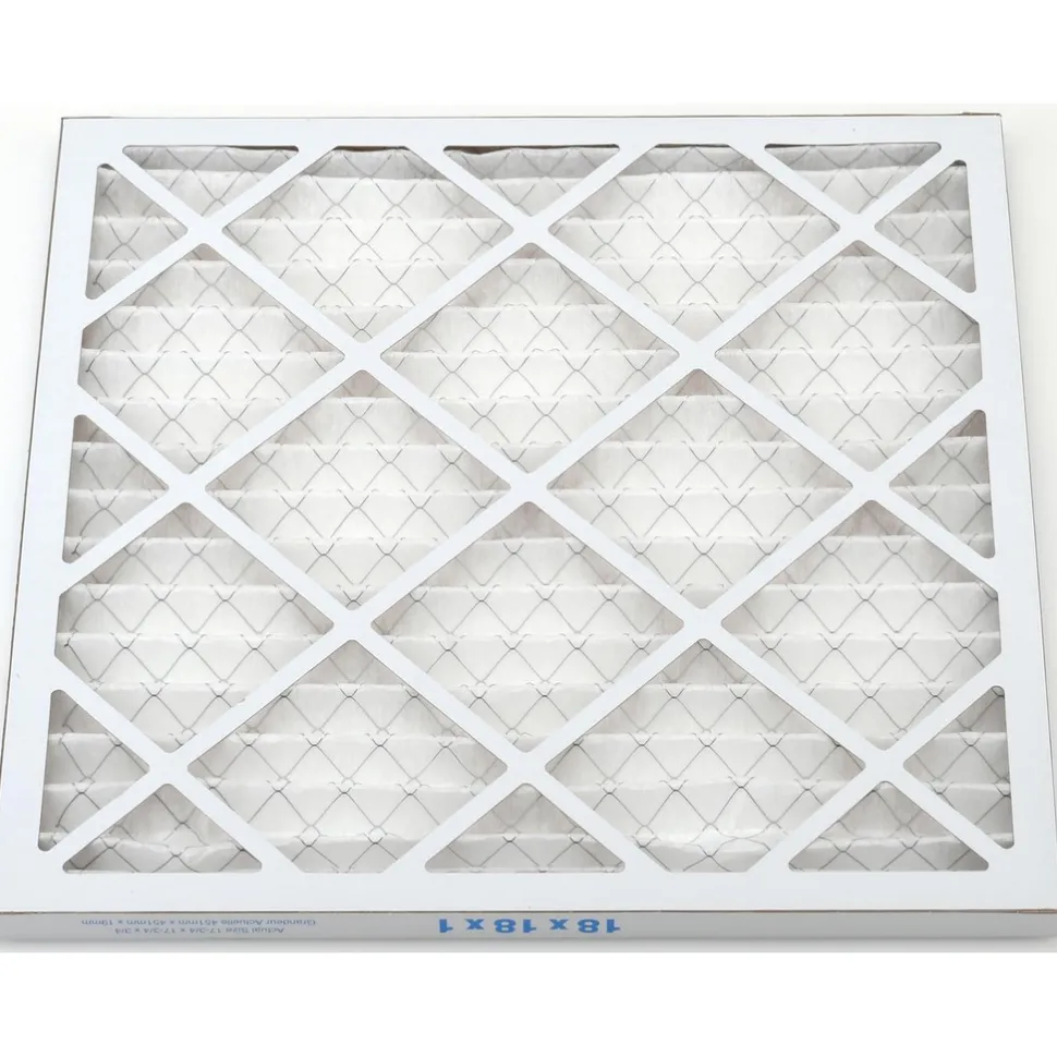 Pleated Air Filter: Wire-Backed Pleated, MERV 8, Synthetic, 35% Efficient, 18" High, 18" Wide, 1" Deep