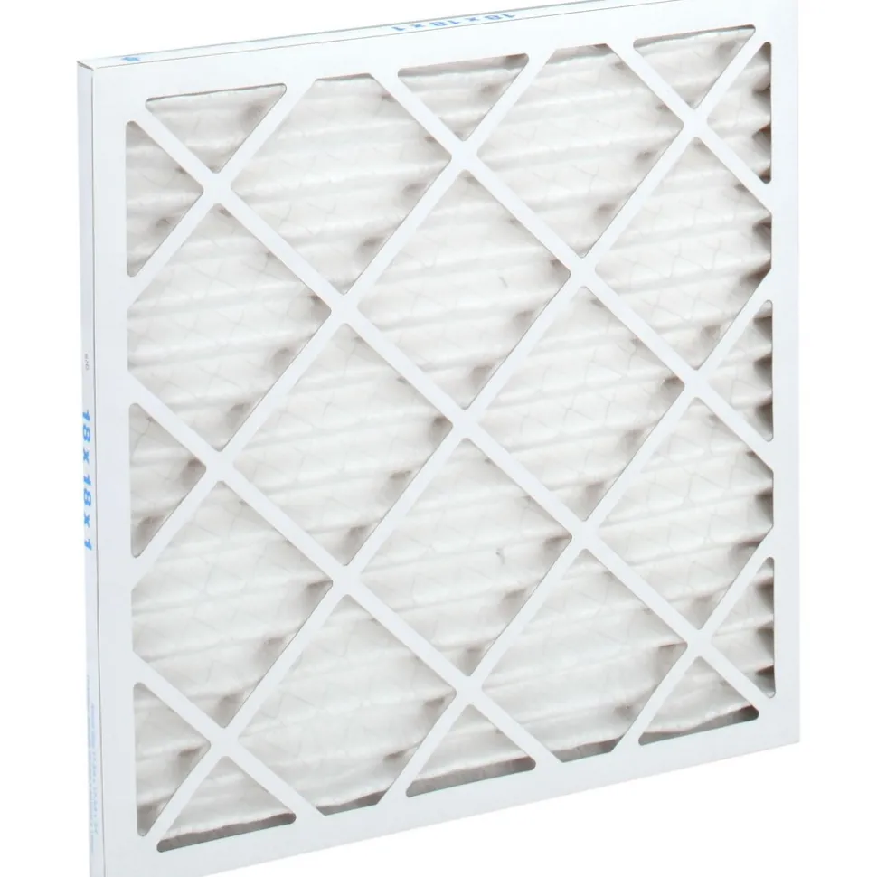 Pleated Air Filter: Wire-Backed Pleated, MERV 8, Synthetic, 35% Efficient, 18" High, 18" Wide, 1" Deep