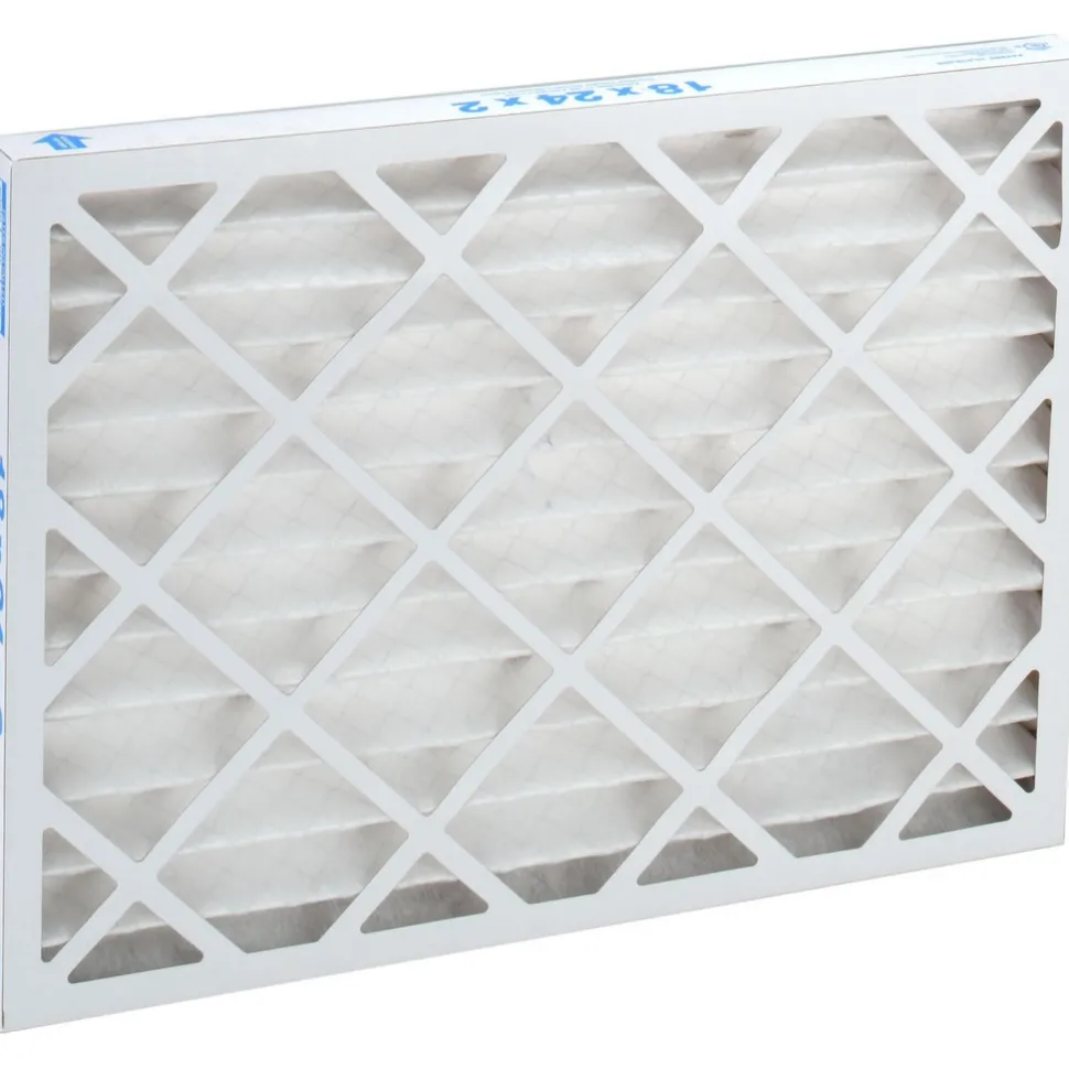 Pleated Air Filter: Wire-Backed Pleated, MERV 8, Synthetic, 35% Efficient, 18" High, 24" Wide, 2" Deep