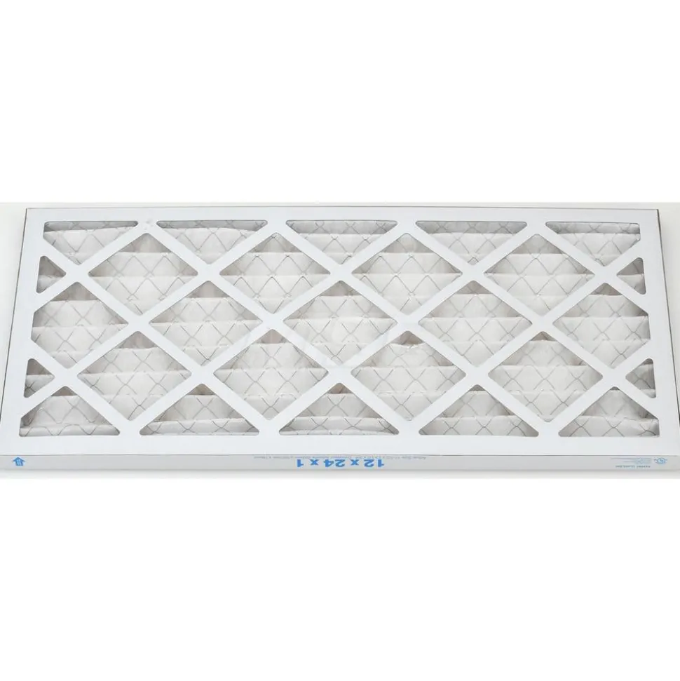 Pleated Air Filter: Wire-Backed Pleated, MERV 8, Synthetic, 35% Efficient, 12" High, 24" Wide, 1" Deep