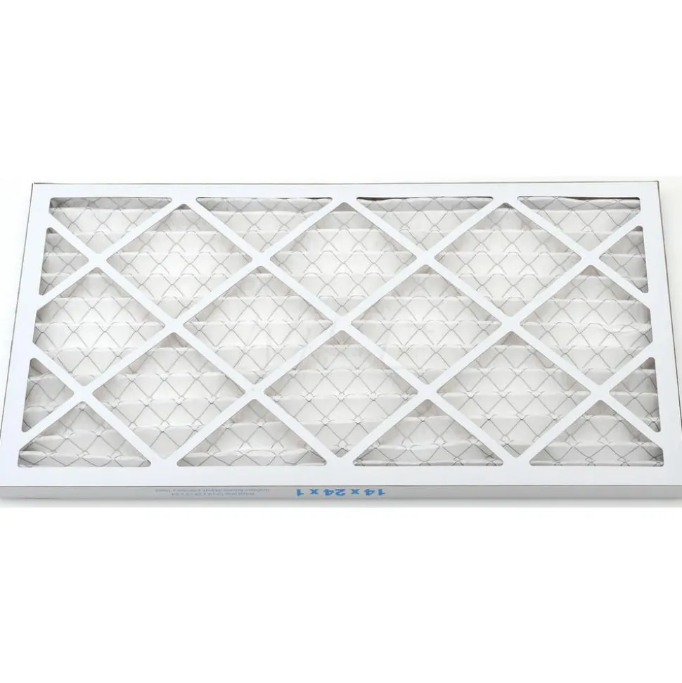 Pleated Air Filter: Wire-Backed Pleated, MERV 8, Synthetic, 35% Efficient, 14" High, 24" Wide, 1" Deep