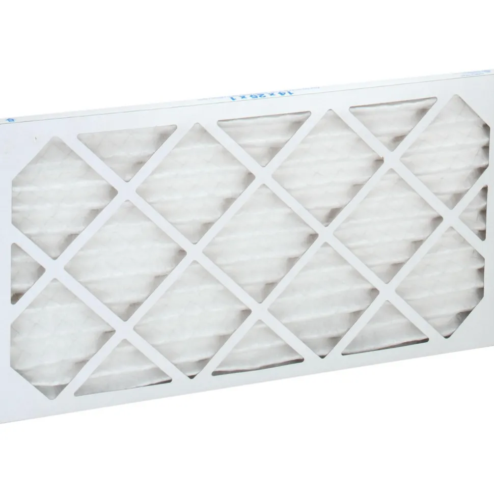 Pleated Air Filter: Wire-Backed Pleated, MERV 8, Synthetic, 35% Efficient, 14" High, 25" Wide, 1" Deep
