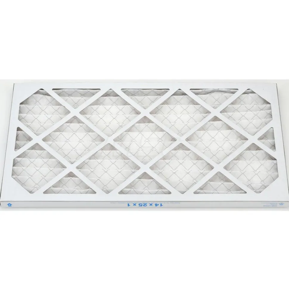Pleated Air Filter: Wire-Backed Pleated, MERV 8, Synthetic, 35% Efficient, 14" High, 25" Wide, 1" Deep