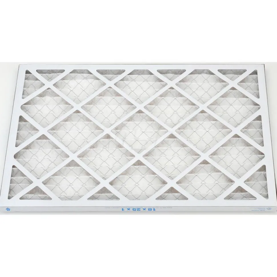 Pleated Air Filter: Wire-Backed Pleated, MERV 8, Synthetic, 35% Efficient, 18" High, 25" Wide, 1" Deep