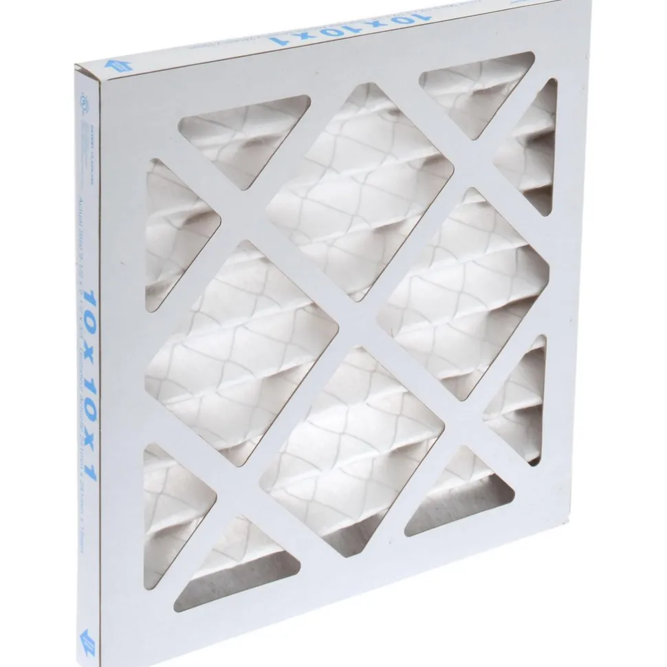 Pleated Air Filter: Wire-Backed Pleated, MERV 8, Synthetic, 35% Efficient, 10" High, 10" Wide, 1" Deep