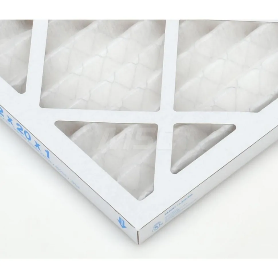 Pleated Air Filter: Wire-Backed Pleated, MERV 8, Synthetic, 35% Efficient, 12" High, 20" Wide, 1" Deep