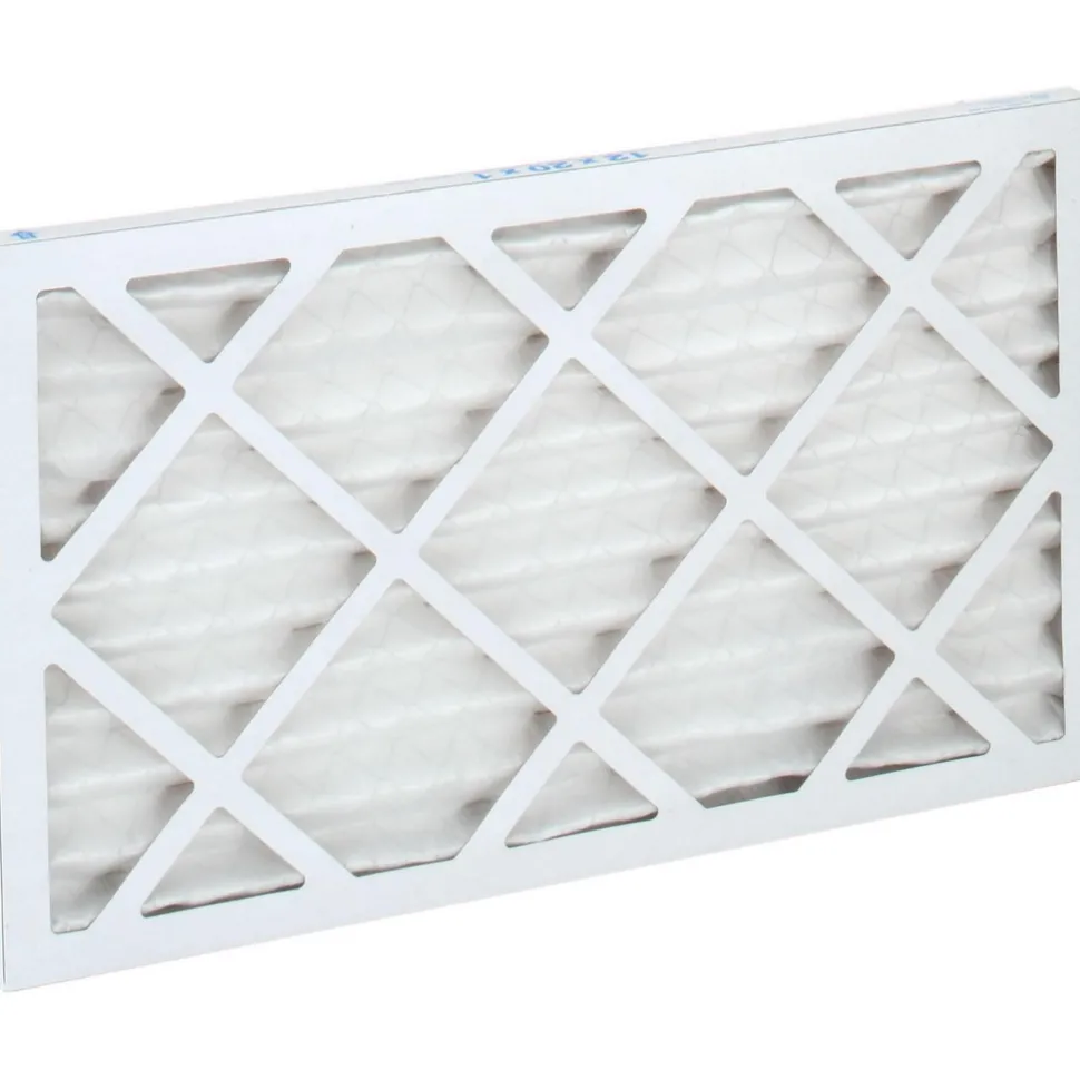 Pleated Air Filter: Wire-Backed Pleated, MERV 8, Synthetic, 35% Efficient, 12" High, 20" Wide, 1" Deep