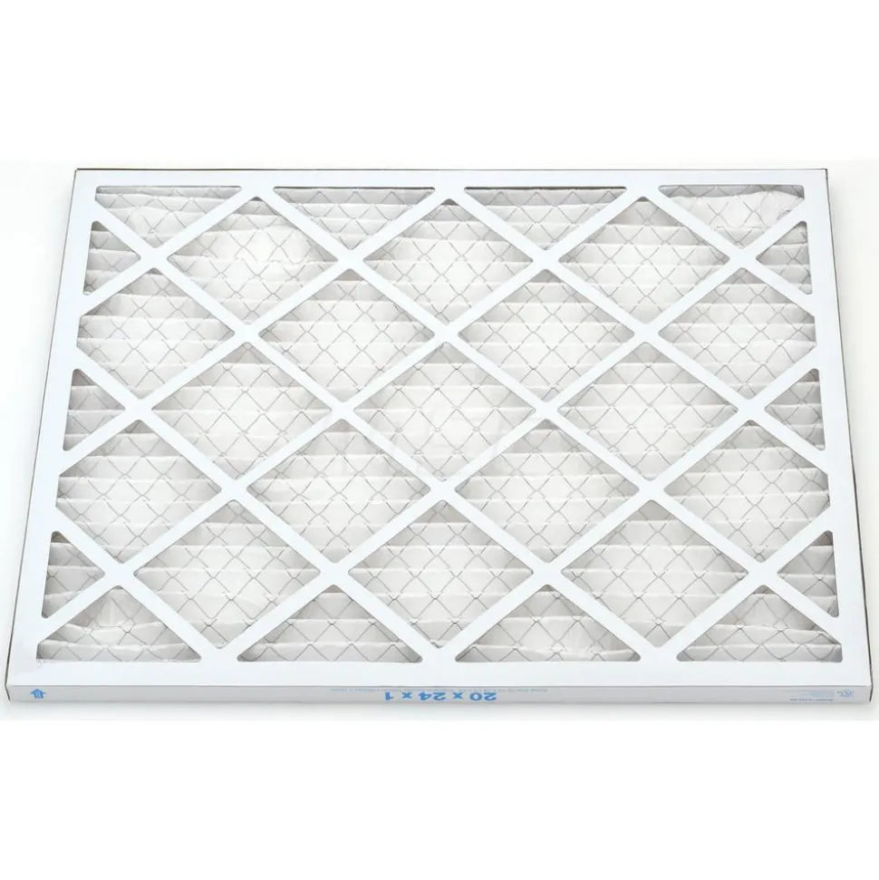 Pleated Air Filter: Wire-Backed Pleated, MERV 10, Synthetic, 55% Efficient, 20" High, 24" Wide, 1" Deep