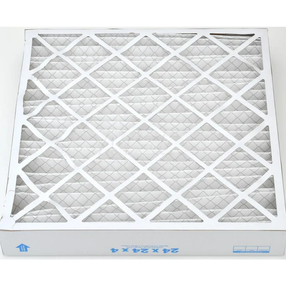 Pleated Air Filter: Wire-Backed Pleated, MERV 10, Synthetic, 55% Efficient, 24" High, 24" Wide, 4" Deep