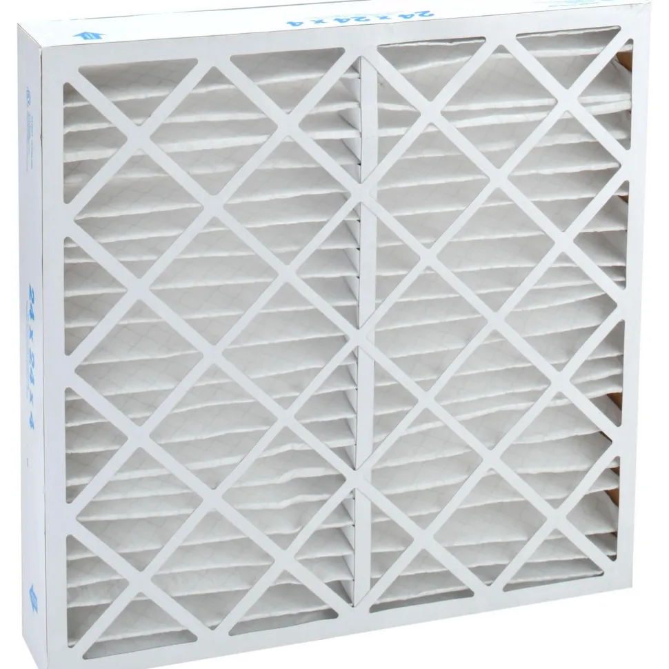 Pleated Air Filter: Wire-Backed Pleated, MERV 10, Synthetic, 55% Efficient, 24" High, 24" Wide, 4" Deep