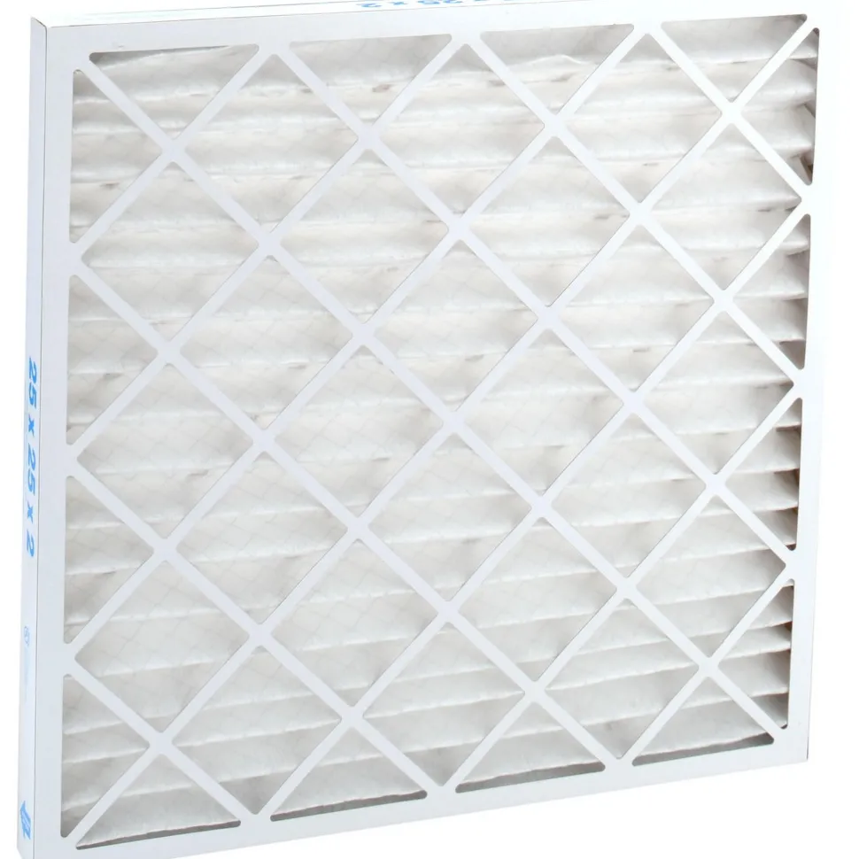 Pleated Air Filter: Wire-Backed Pleated, MERV 8, Synthetic, 35% Efficient, 25" High, 25" Wide, 2" Deep