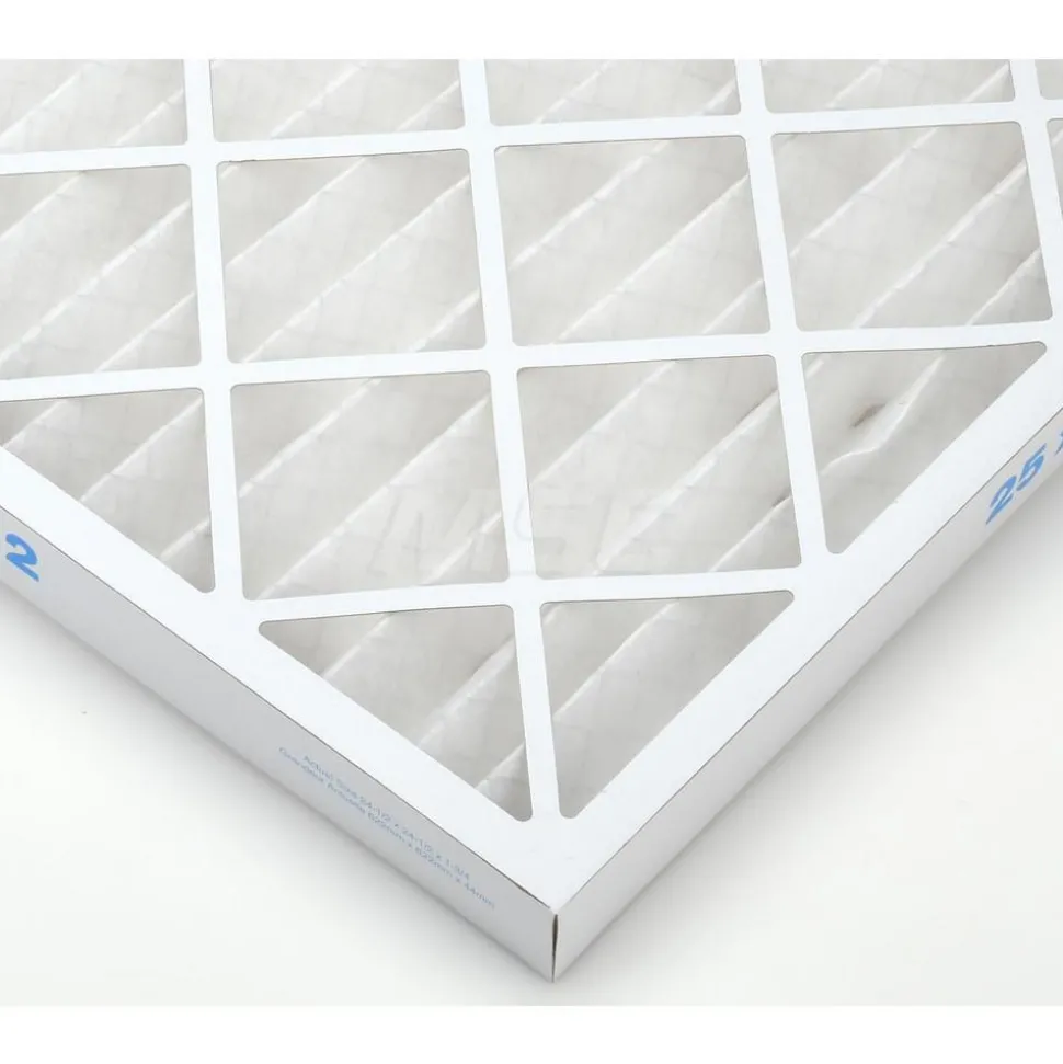 Pleated Air Filter: Wire-Backed Pleated, MERV 8, Synthetic, 35% Efficient, 25" High, 25" Wide, 2" Deep
