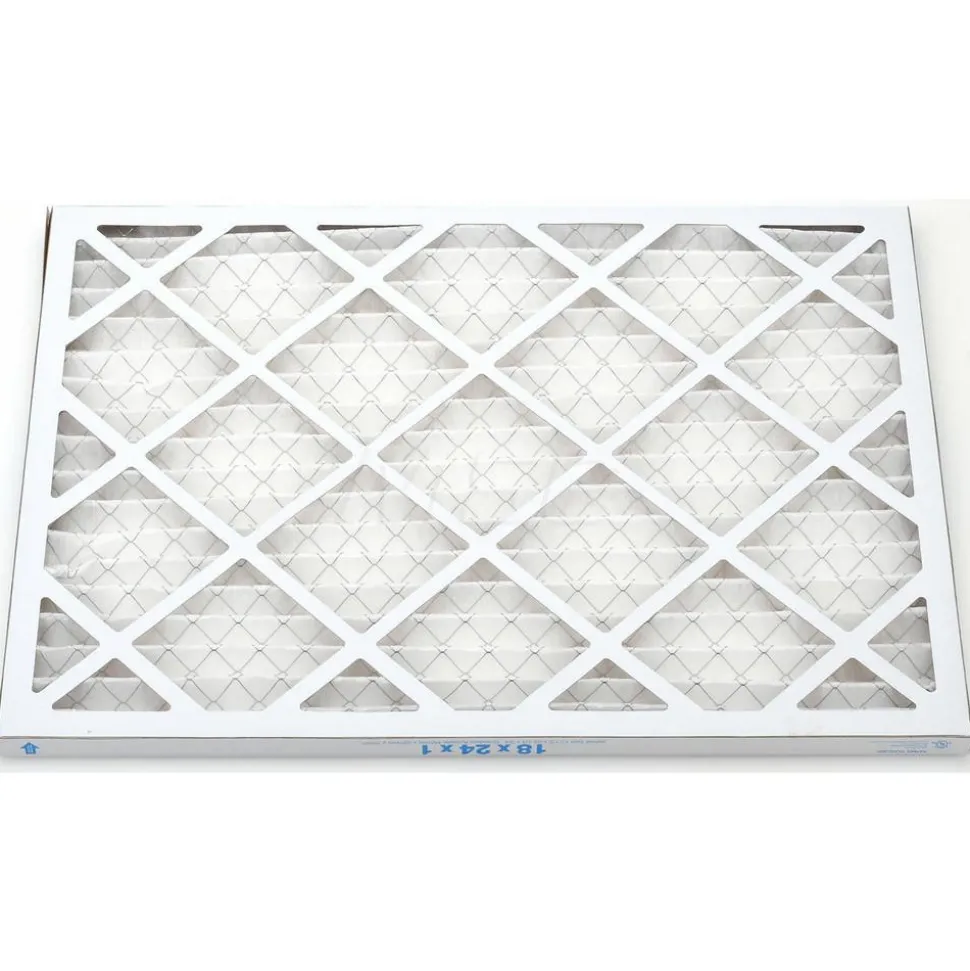 Pleated Air Filter: Wire-Backed Pleated, MERV 8, Synthetic, 35% Efficient, 18" High, 24" Wide, 1" Deep