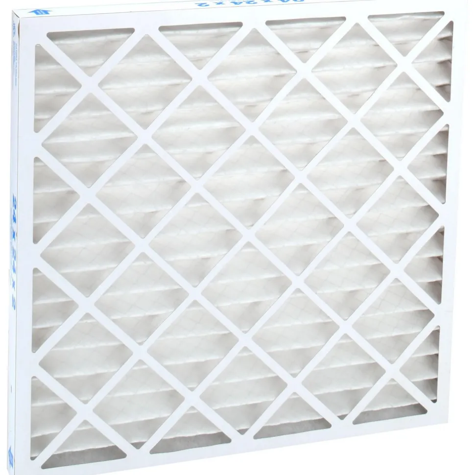 Pleated Air Filter: Wire-Backed Pleated, MERV 8, Synthetic, 35% Efficient, 24" High, 24" Wide, 2" Deep
