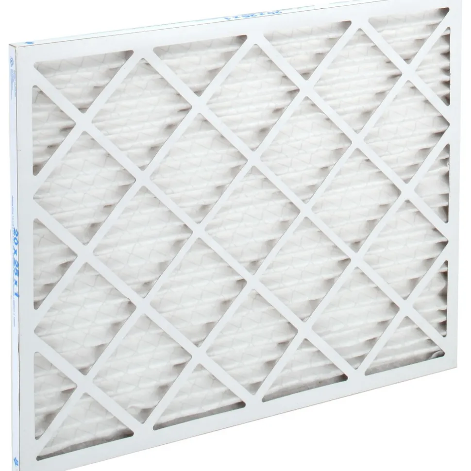 Pleated Air Filter: Wire-Backed Pleated, MERV 10, Synthetic, 55% Efficient, 20" High, 25" Wide, 1" Deep