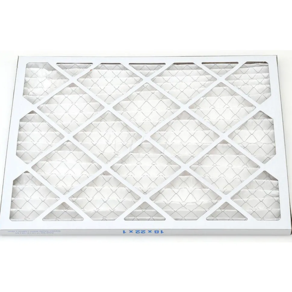 Pleated Air Filter: Wire-Backed Pleated, MERV 8, Synthetic, 35% Efficient, 18" High, 22" Wide, 1" Deep