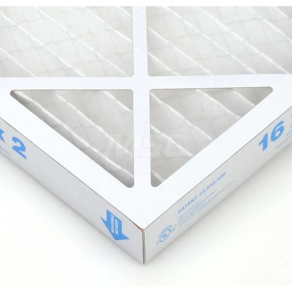 Pleated Air Filter: Wire-Backed Pleated, MERV 10, Synthetic, 55% Efficient, 16" High, 16" Wide, 2" Deep