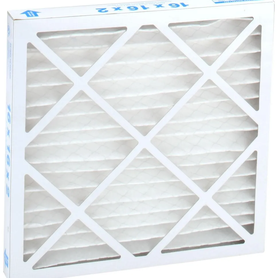 Pleated Air Filter: Wire-Backed Pleated, MERV 10, Synthetic, 55% Efficient, 16" High, 16" Wide, 2" Deep