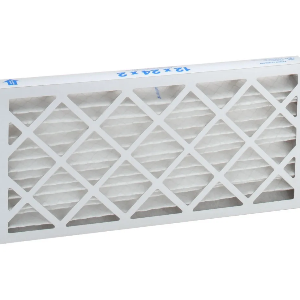 Pleated Air Filter: Wire-Backed Pleated, MERV 10, Synthetic, 55% Efficient, 12" High, 24" Wide, 2" Deep