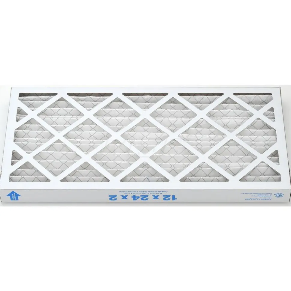Pleated Air Filter: Wire-Backed Pleated, MERV 10, Synthetic, 55% Efficient, 12" High, 24" Wide, 2" Deep