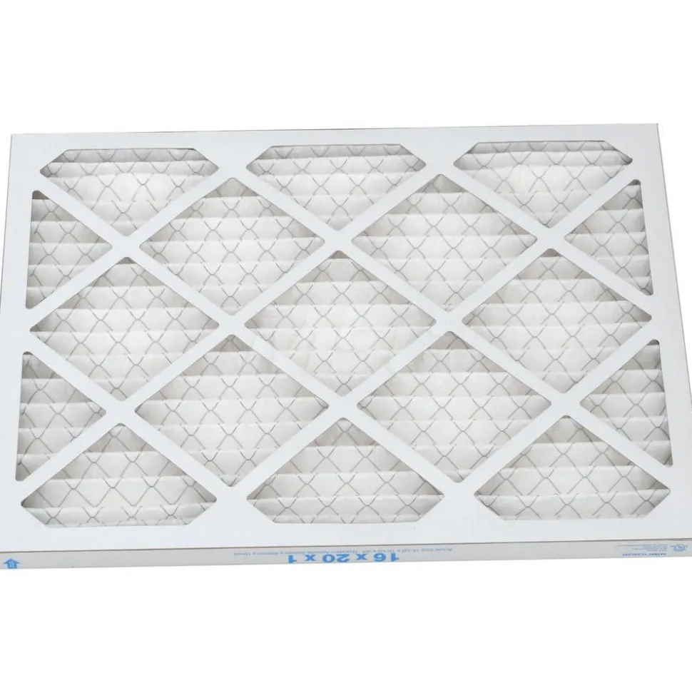 Pleated Air Filter: Wireless Pleated, MERV 8, Synthetic, 35% Efficient, 16" High, 20" Wide, 1" Deep