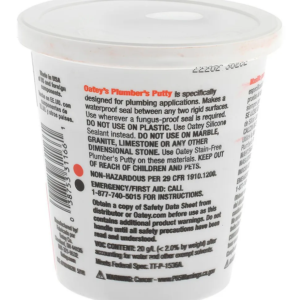 Plumbers Putty: Type: Plumber's Putty; Container Size: 14 oz; For Use With: Frames, faucets, & Strainer Baskets