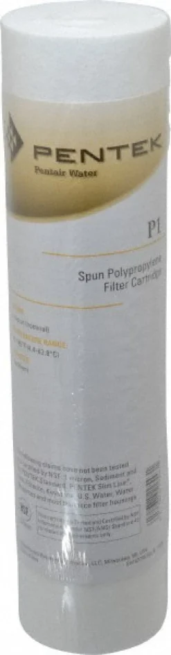 Plumbing Cartridge Filter: 2-3/8" OD, 9-7/8" Long, 1 micron, Polypropylene