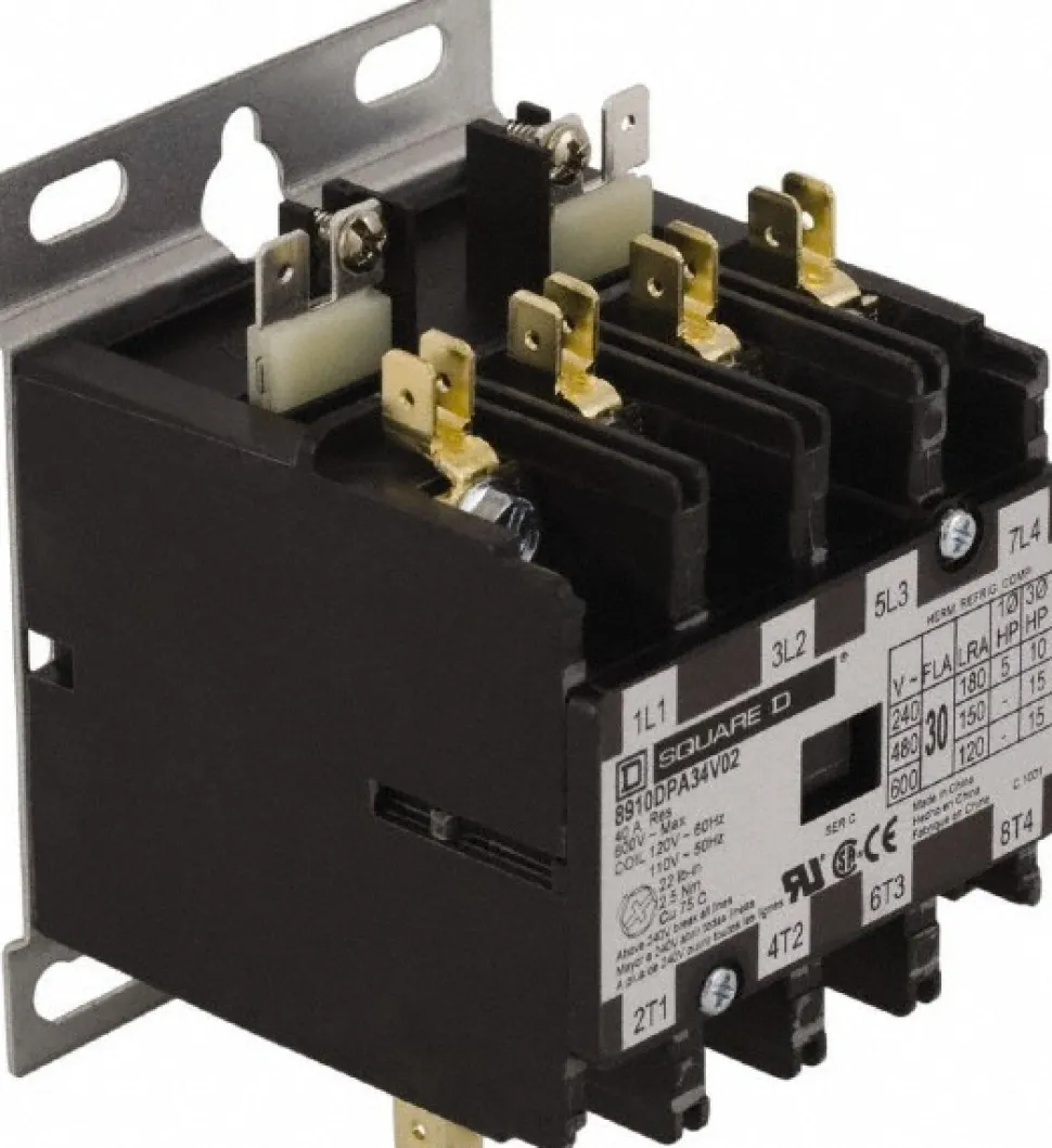 4 Pole, 40 Amp Inductive Load, 110 Coil VAC at 50 Hz and 120 Coil VAC at 60 Hz, Definite Purpose Contactor