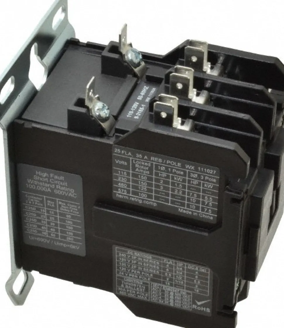3 Pole, 25 Amp Inductive Load, 110 to 120 Coil VAC at 50/60 Hz, Nonreversible Definite Purpose Contactor