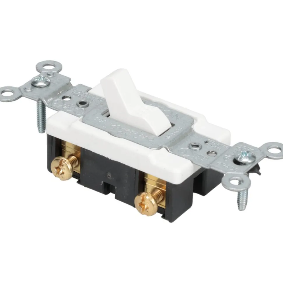 1 Pole, 120 to 277 VAC, 20 Amp, Commercial Grade Toggle Wall Switch