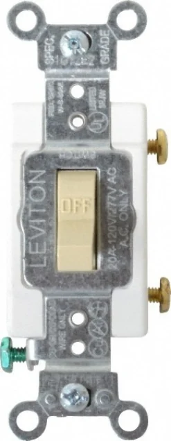 1 Pole, 120 to 277 VAC, 20 Amp, Commercial Grade Toggle Wall Switch