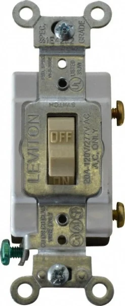 1 Pole, 120 to 277 VAC, 20 Amp, Commercial Grade Toggle Wall Switch