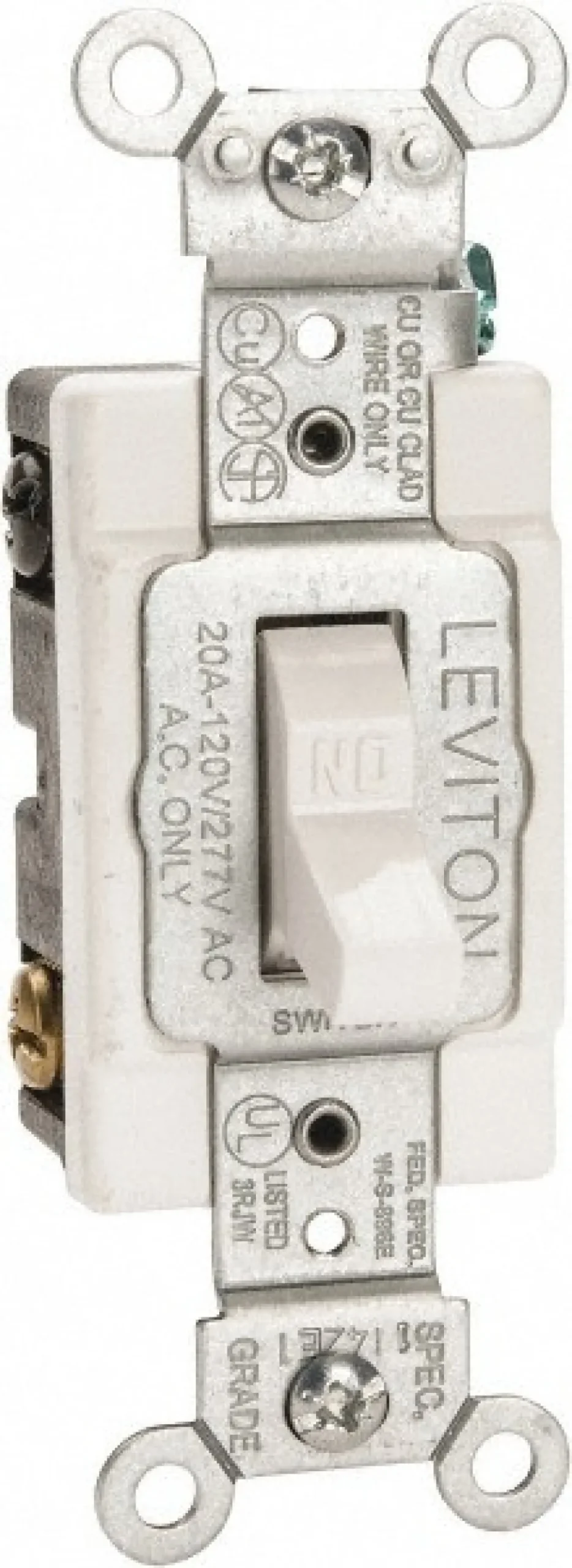 2 Pole, 120 to 277 VAC, 20 Amp, Commercial Grade Toggle Wall Switch