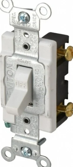 1 Pole, 120 to 277 VAC, 15 Amp, Commercial Grade Toggle Wall Switch