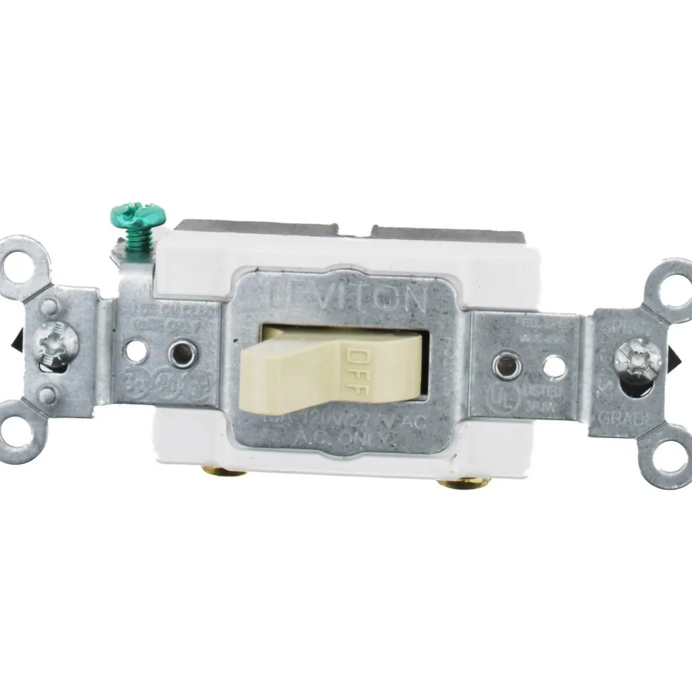 1 Pole, 120 to 277 VAC, 15 Amp, Commercial Grade Toggle Wall Switch