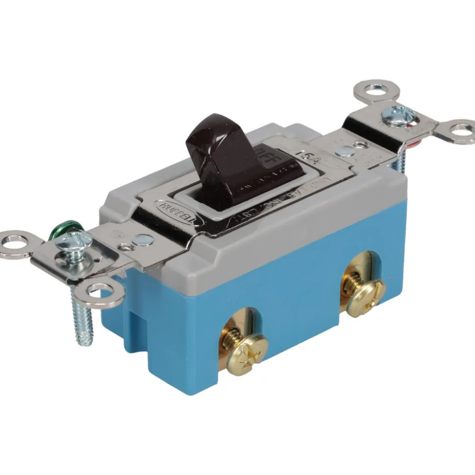 1 Pole, 120 to 277 VAC, 15 Amp, Industrial Grade Toggle Wall Switch
