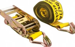 Polyester Ratchet Strap Tie Down: 15' Long, 2" Wide, 5000 lb Breaking Strength, 1650.000 lb Load Capacity