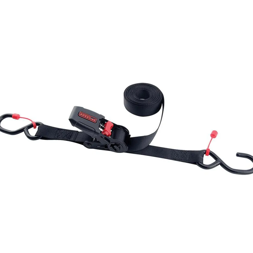 Polyester Ratchet Strap Tie Down: 15' Long, 1" Wide, 1300 lb Breaking Strength, 433.000 lb Load Capacity