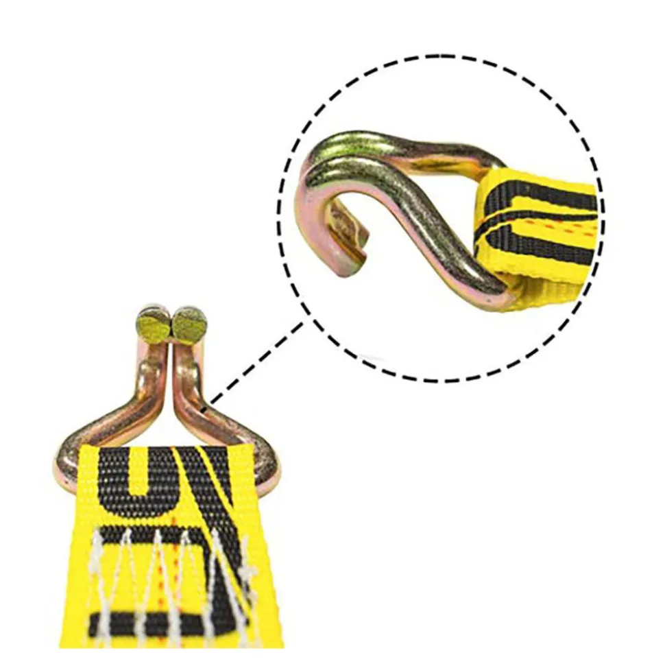 Polyester Ratchet Strap Tie Down: 27' Long, 2" Wide, 10000 lb Breaking Strength, 3333.000 lb Load Capacity