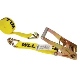 Polyester Ratchet Strap Tie Down: 18' Long, 2" Wide, 10000 lb Breaking Strength, 3333.000 lb Load Capacity