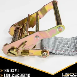 Polyester Ratchet Strap Tie Down: 16' Long, 2