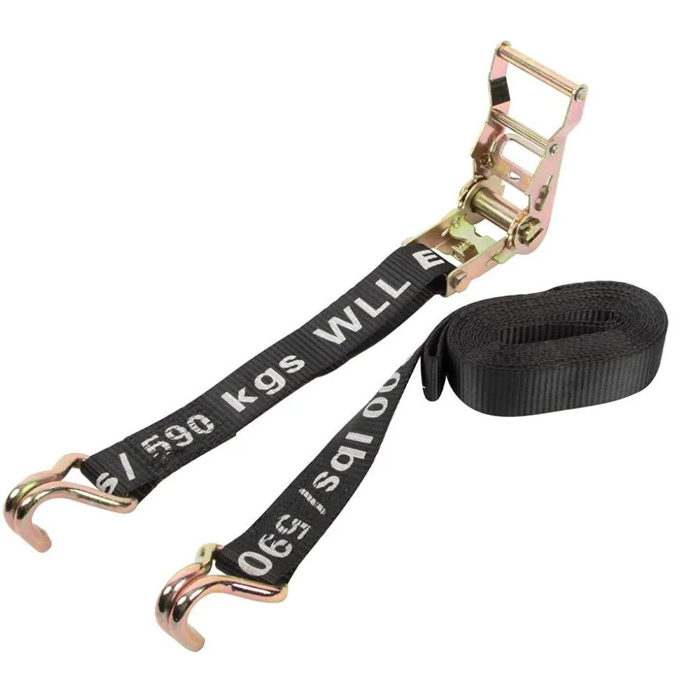 Polyester Ratchet Strap Tie Down: 15' Long, 1-1/2" Wide, 4000 lb Breaking Strength, 1300.000 lb Load Capacity