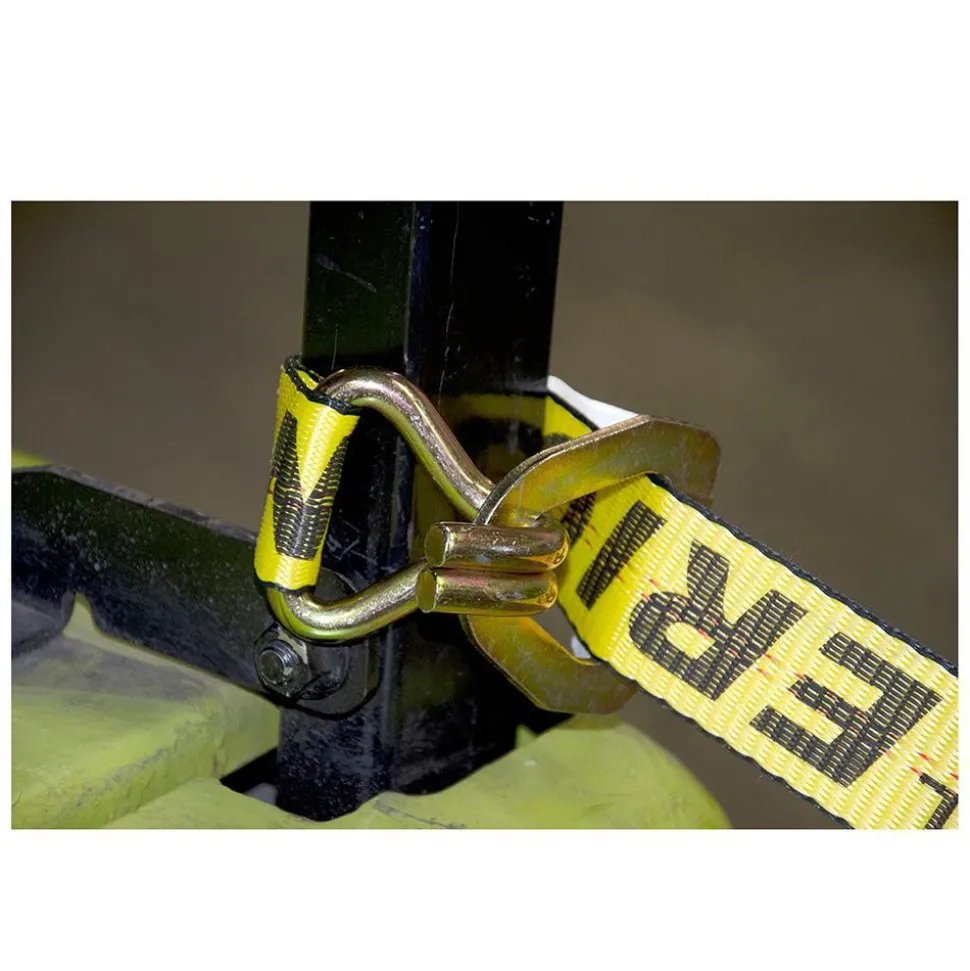 Polyester Ratchet Strap Tie Down: 20' Long, 2" Wide, 10000 lb Breaking Strength, 3300.000 lb Load Capacity