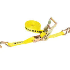 Polyester Ratchet Strap Tie Down: 15' Long, 1" Wide, 3000 lb Breaking Strength, 1000.000 lb Load Capacity