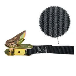 Polyester Ratchet Strap Tie Down: 10' Long, 1