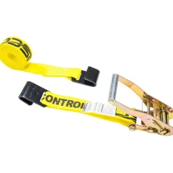 Polyester Ratchet Strap Tie Down: 18' Long, 2" Wide, 10000 lb Breaking Strength, 3333.000 lb Load Capacity