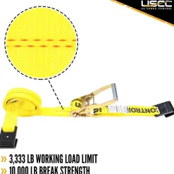Polyester Ratchet Strap Tie Down: 18' Long, 2