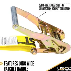 Polyester Ratchet Strap Tie Down: 18' Long, 2