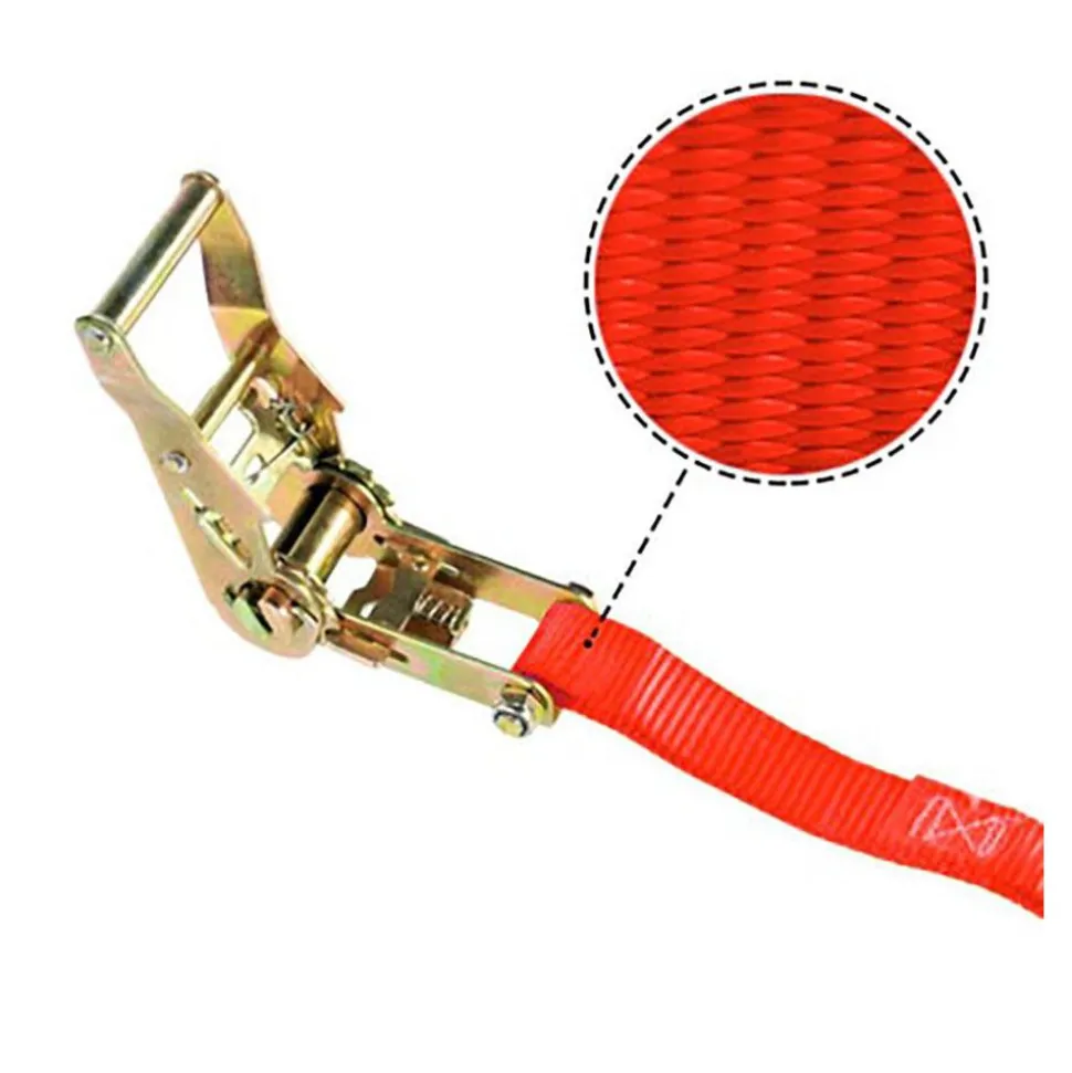 Polyester Ratchet Strap Tie Down: 15' Long, 1" Wide, 3300 lb Breaking Strength, 1100.000 lb Load Capacity